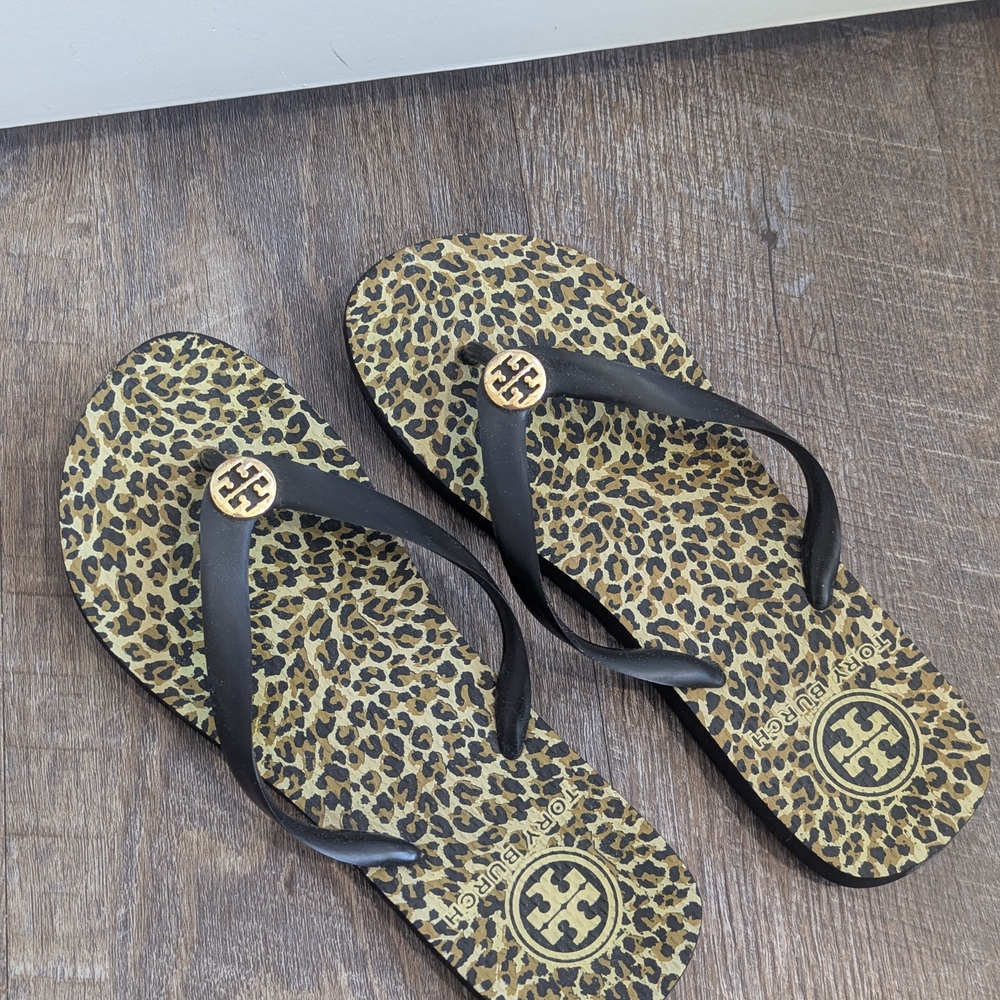 Tory Burch Leopard Print Flip Flops